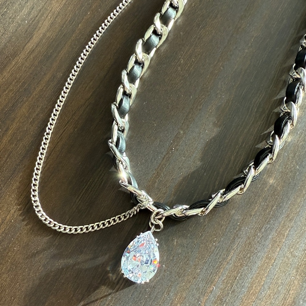 Silver and Black Chain Necklace